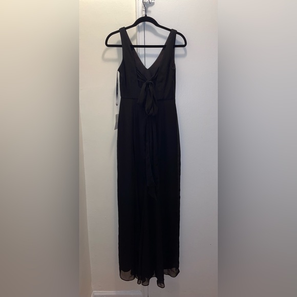 NWT Social Bridesmaids 8194 Black Sleeveless Tie Back Chiffon Gown Dress Size 2 - Picture 10 of 11